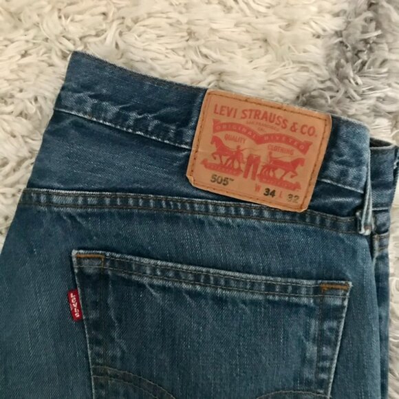 Levis 505 34X32 Denim Men's Jeans Pants Casual Outdoor Working - Picture 2 of 9